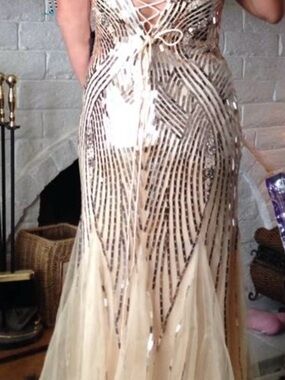 Glamorous Sequin Lace-Up Prom Dress